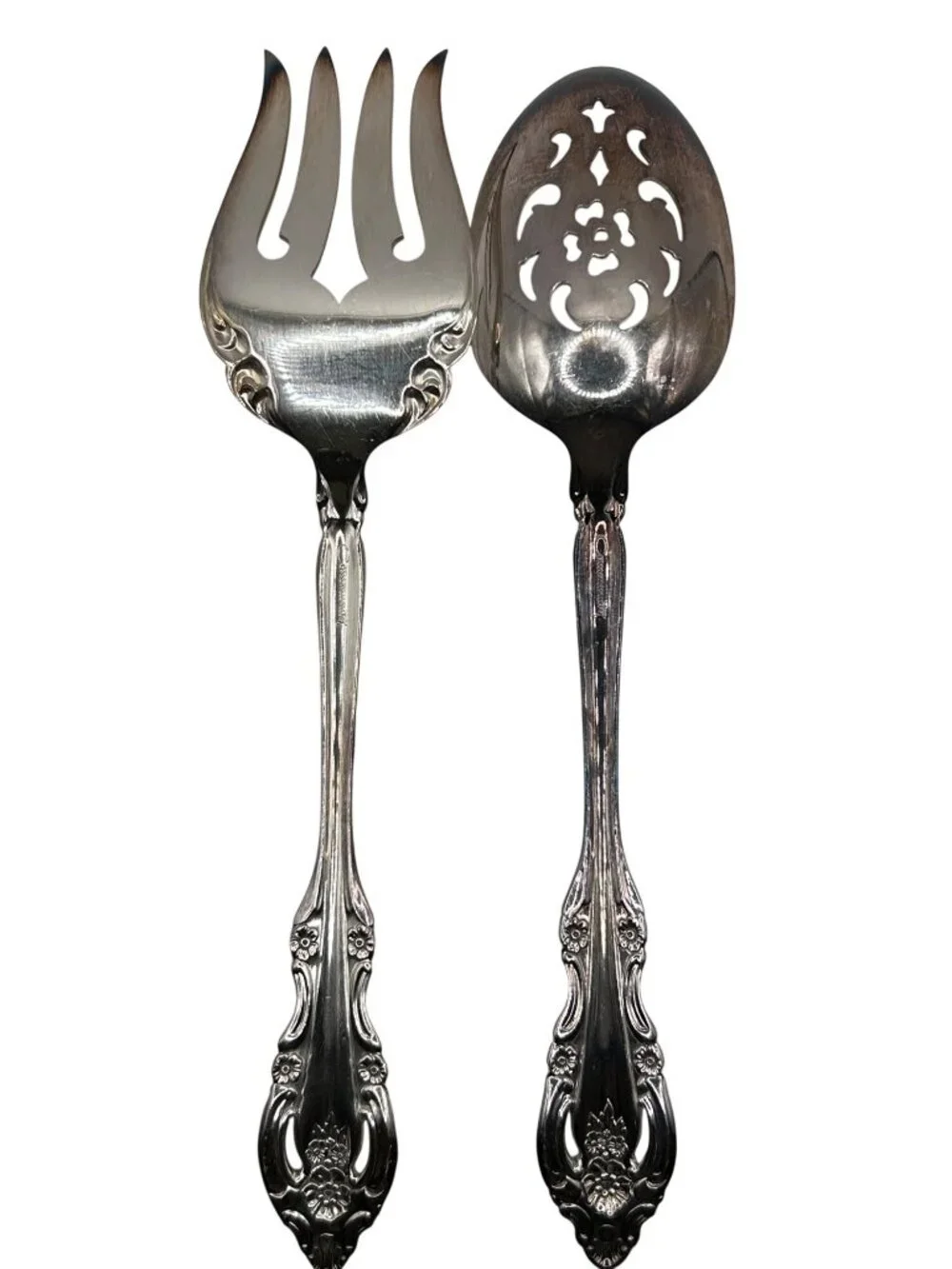 Set of 2 Oneida community Silver Artistry Silver plate Serving Set 1965 pierced